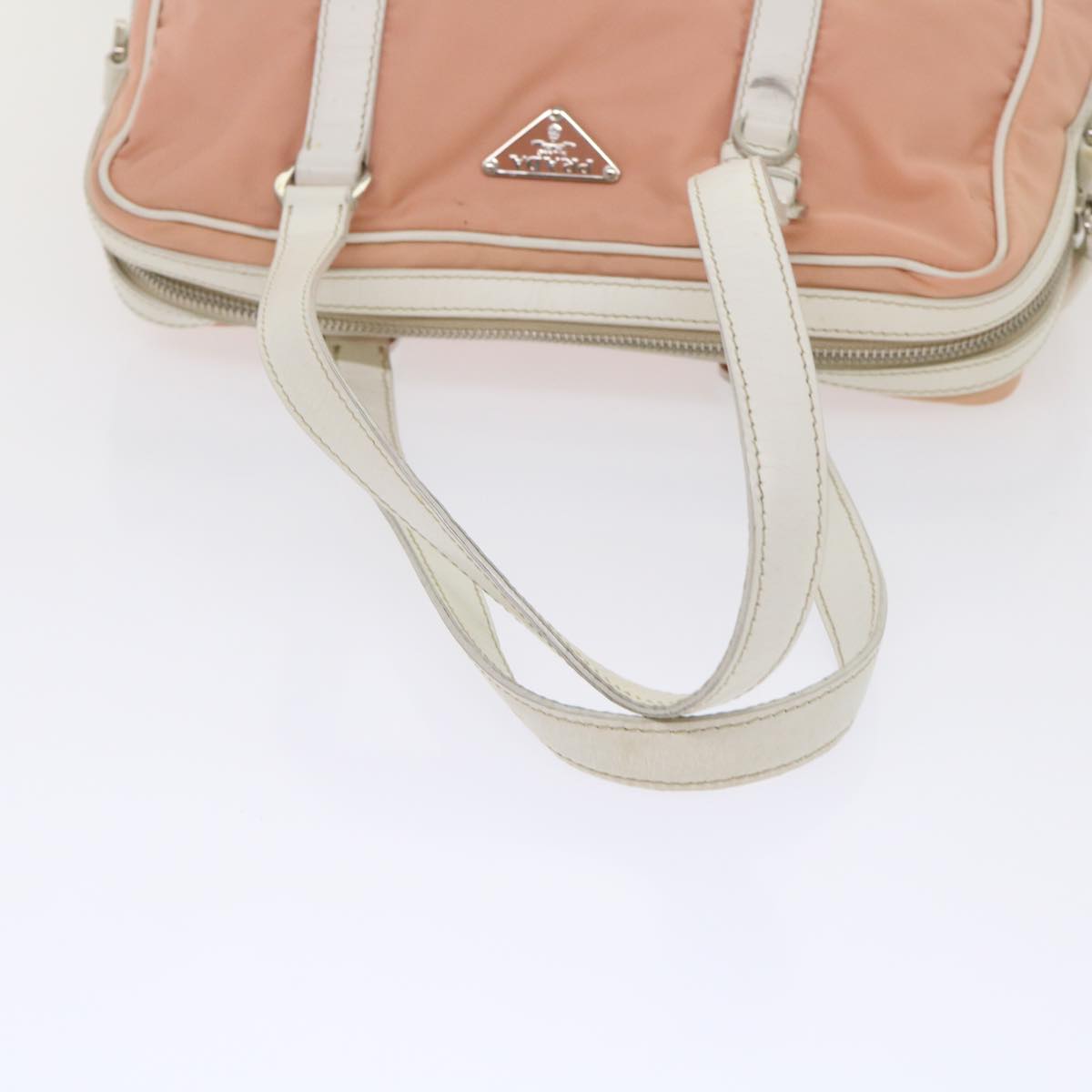 PRADA Hand Bag Nylon Leather Pink Auth 48453
