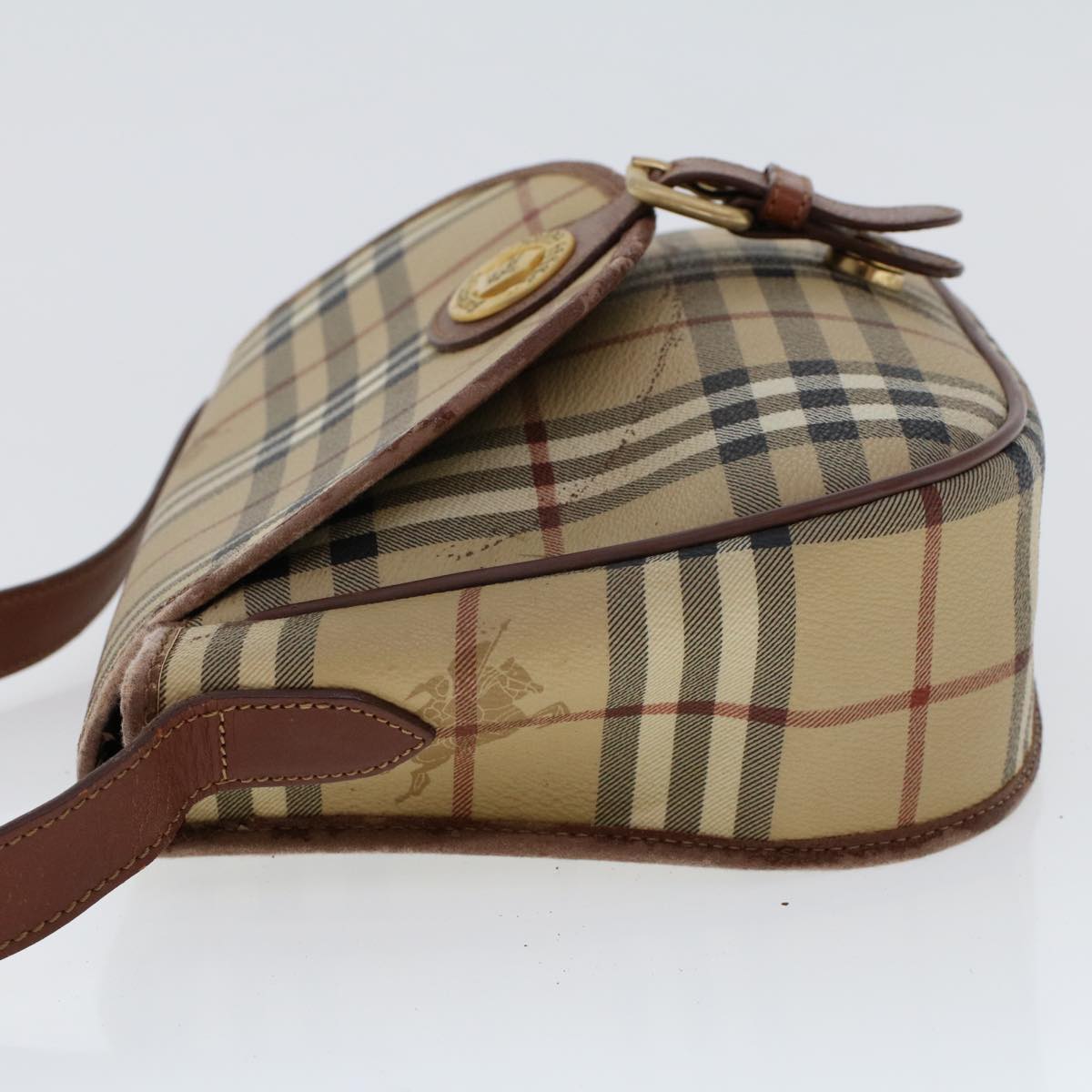 Burberrys Nova Check Shoulder Bag PVC Leather Beige Brown Auth 48461