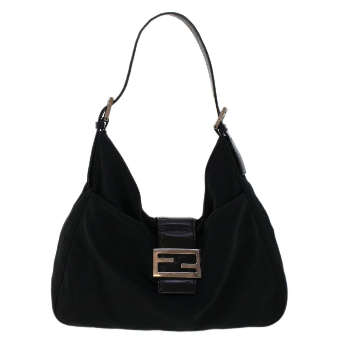 FENDI Shoulder Bag Nylon Black Auth 48463