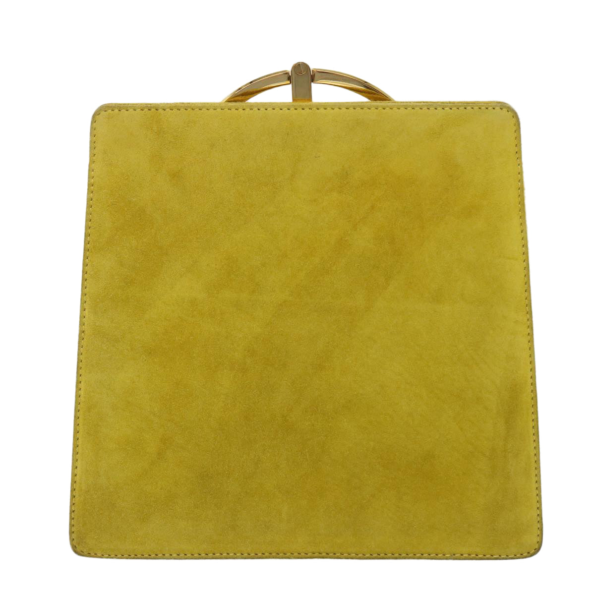 Salvatore Ferragamo Gancini Hand Bag Suede Yellow Auth 48466 - 0