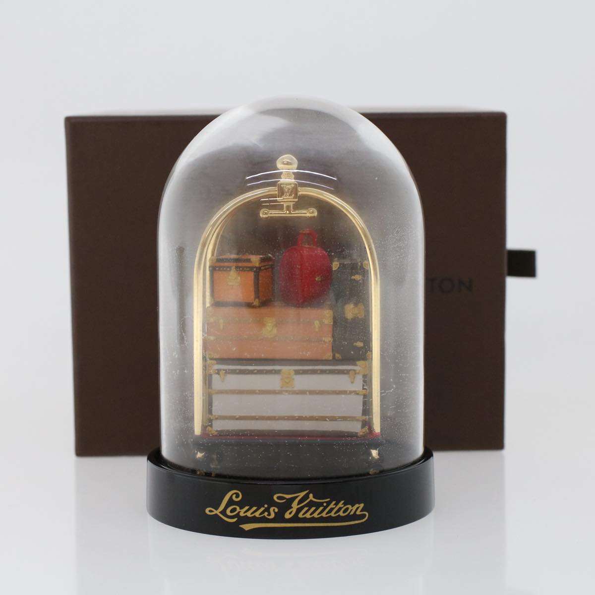 LOUIS VUITTON Baggage Cart Snow Globe Clear LV Auth 48470A