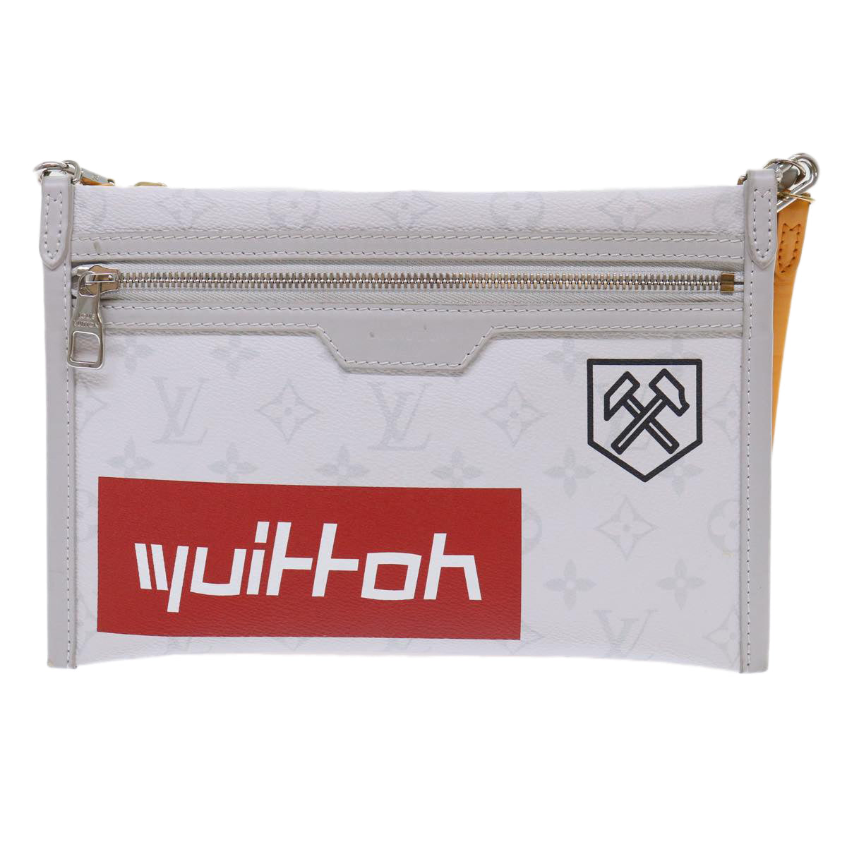 LOUIS VUITTON Monogram White Flat Mensenger Shoulder Bag Bron M44640 Auth 48487A