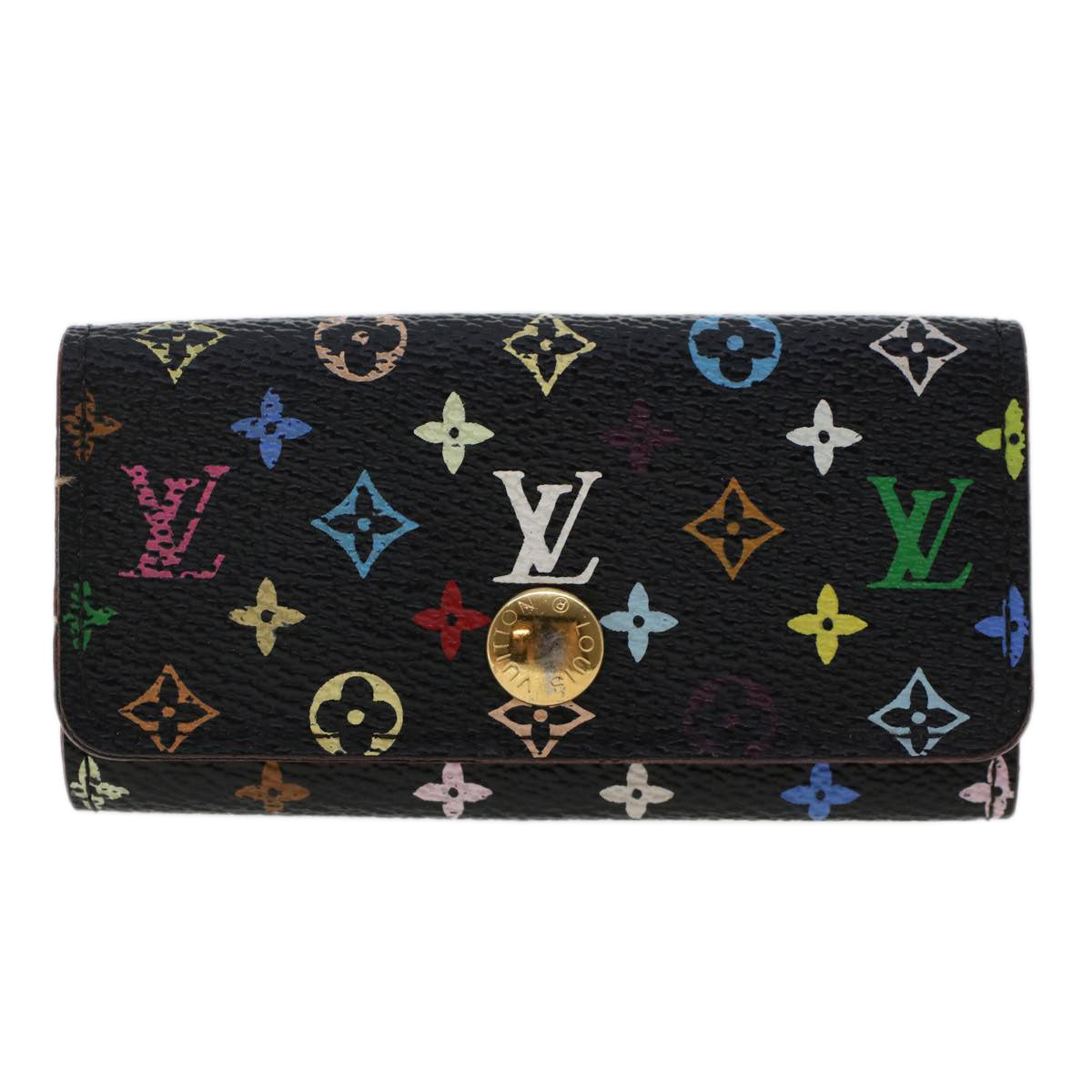 LOUIS VUITTON Monogram Multicolor Multicles 4 Key Case Black M60044 Auth 48546