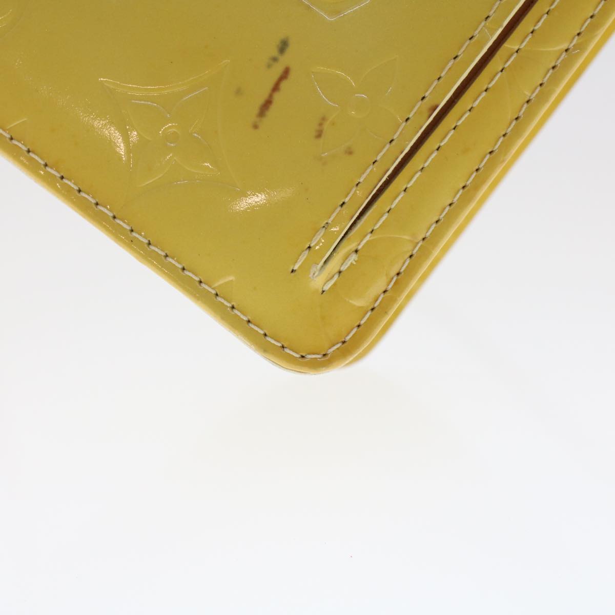 LOUIS VUITTON Monogram Vernis Motto Accessory Pouch Yellow M91159 LV Auth 48591