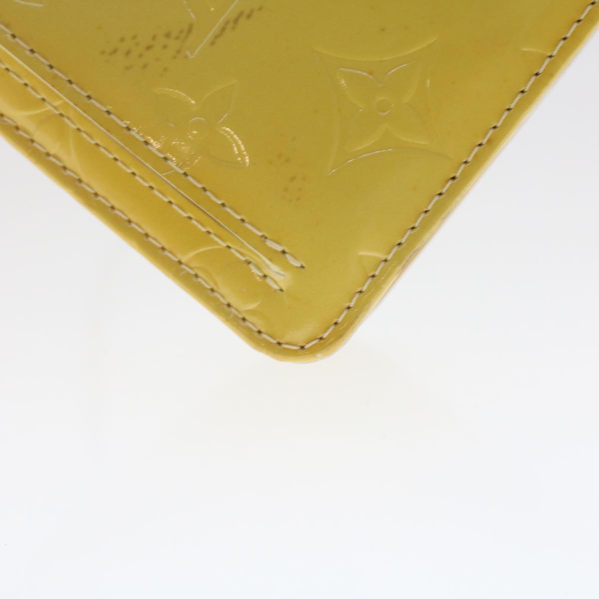 LOUIS VUITTON Monogram Vernis Motto Accessory Pouch Yellow M91159 LV Auth 48591