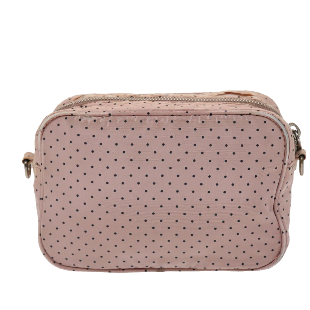 PRADA Dot Chain Shoulder Bag Nylon Pink Black Auth 48618 - 0