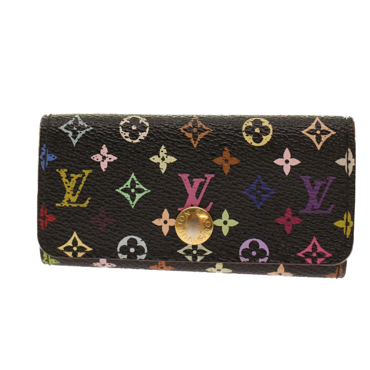 LOUIS VUITTON Monogram Multicolor Multicles 4 Key Case Black M60044 Auth 48631