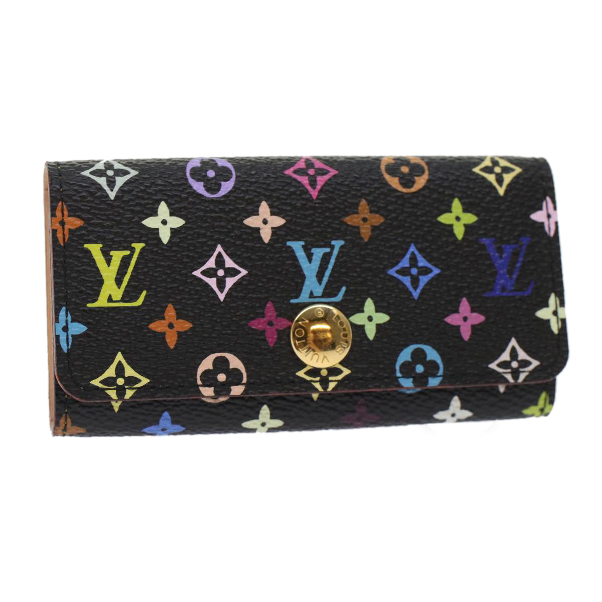 LOUIS VUITTON Monogram Multicolor Multicles 4 Key Case Black M60044 Auth 48673