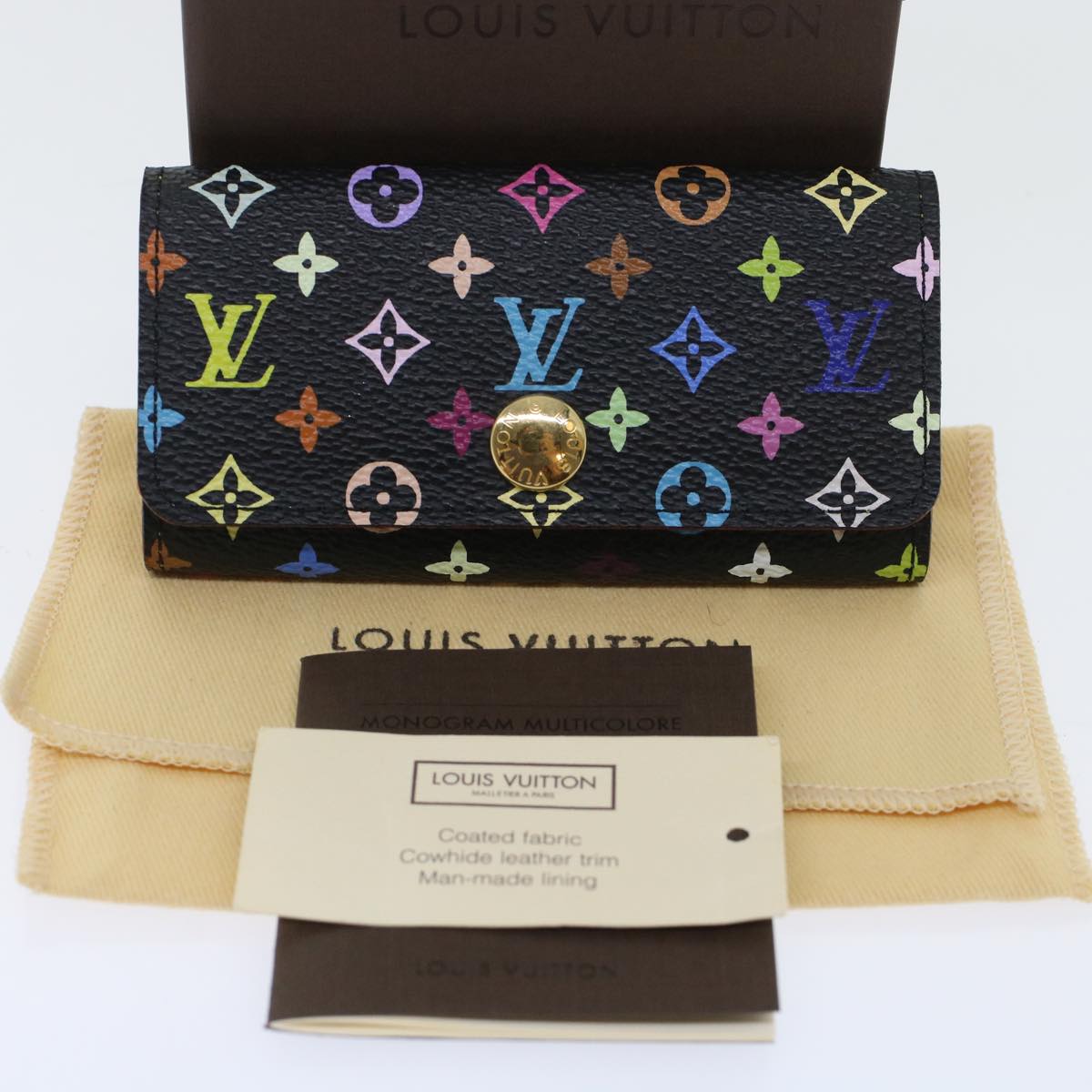 LOUIS VUITTON Monogram Multicolor Multicles 4 Key Case Black M60044 Auth 48673