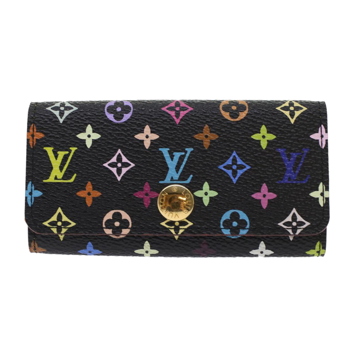 LOUIS VUITTON Monogram Multicolor Multicles 4 Key Case Black M60044 Auth 48673