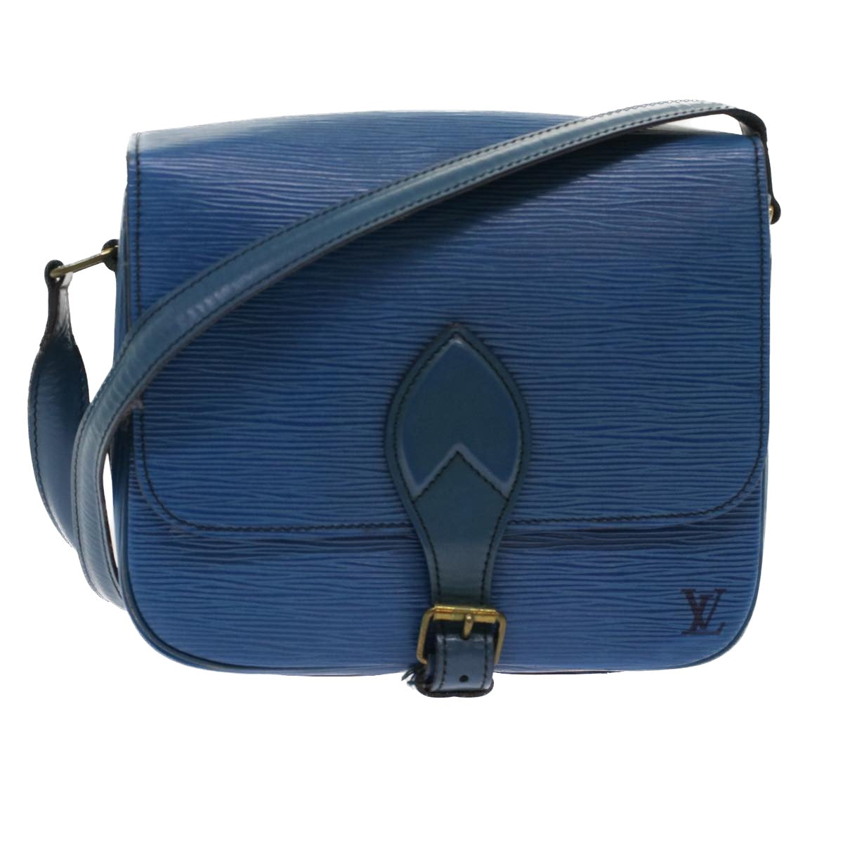 LOUIS VUITTON Epi Cartouchiere MM Shoulder Bag Blue M52245 LV Auth 48742