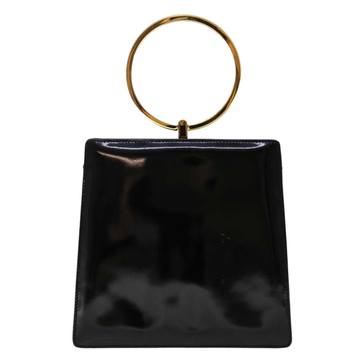 Salvatore Ferragamo Gancini Hand Bag Patent leather Black Auth 48749 - 0