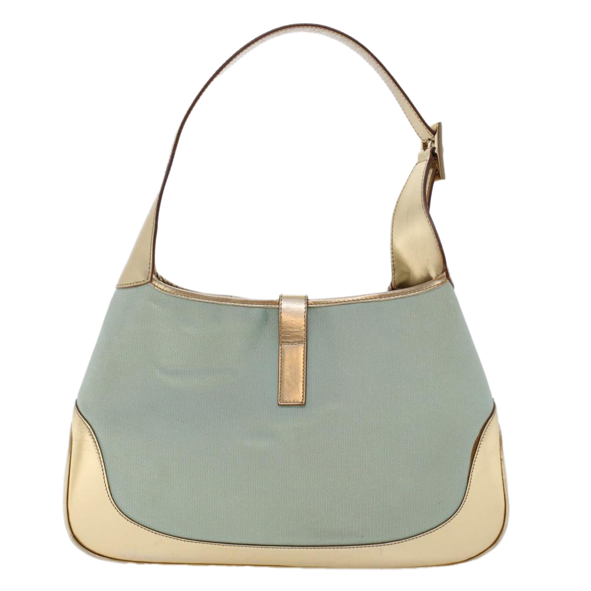 GUCCI Jackie Sherry Line Shoulder Bag Nylon Leather Light Blue Beige Auth 48751 - 0