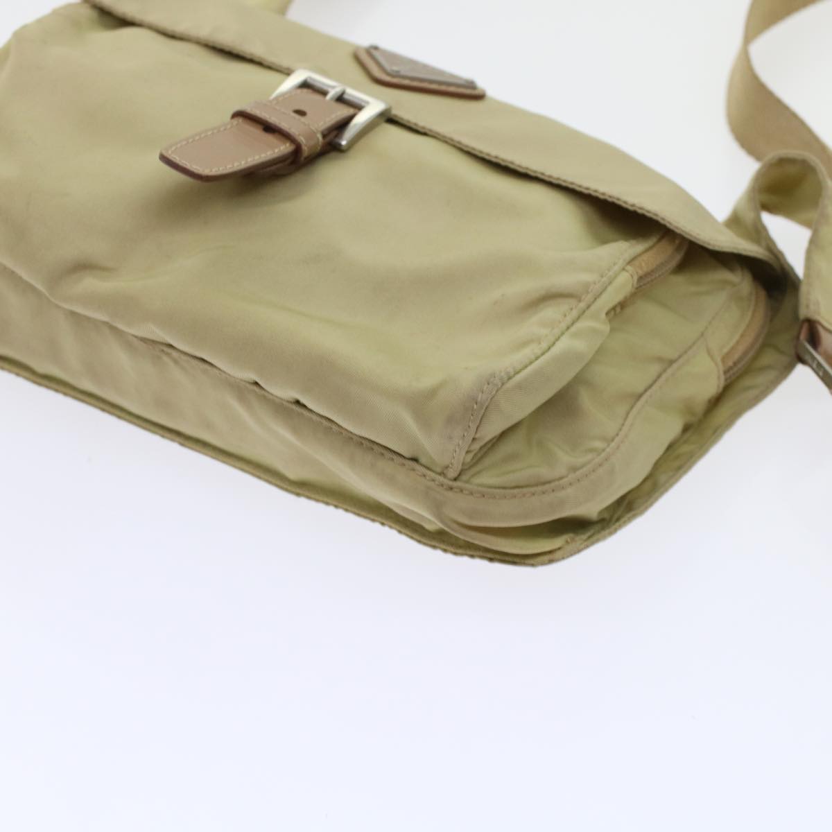 PRADA Shoulder Bag Nylon Beige Auth 48760