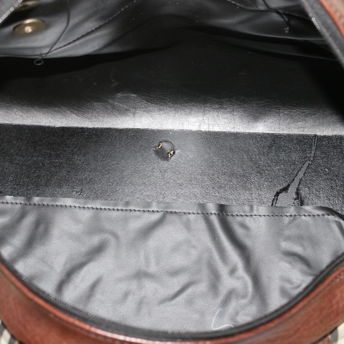 Burberrys Nova Check Boston Bag Canvas Leather Beige Brown Auth 48763