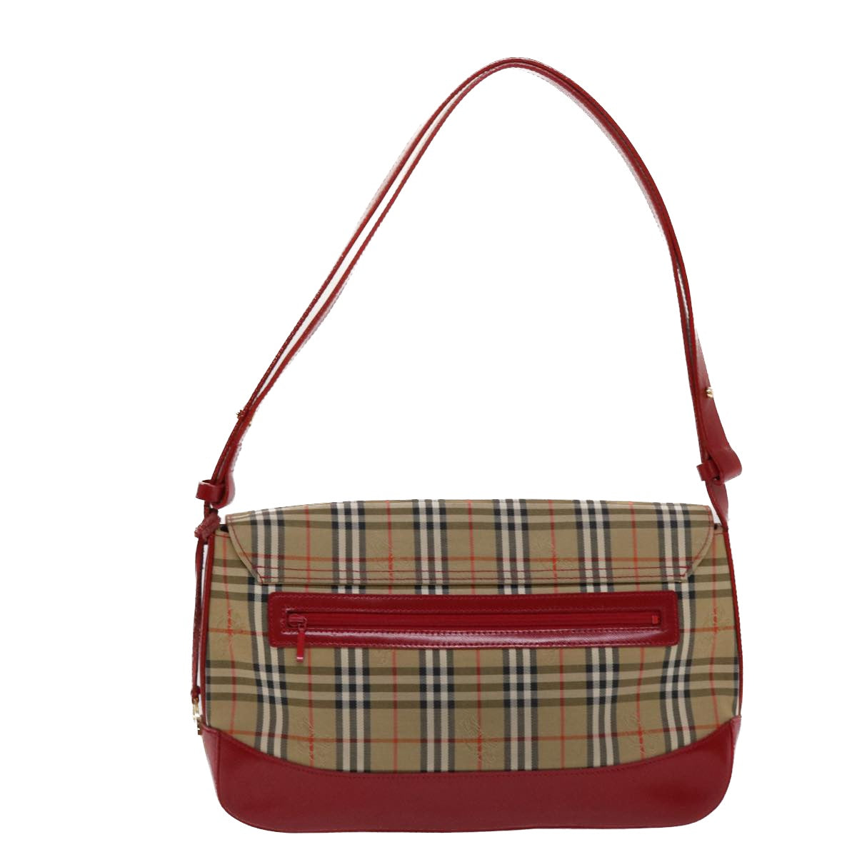 Burberrys Nova Check Shoulder Bag Canvas Leather Beige Red Auth 48849 - 0