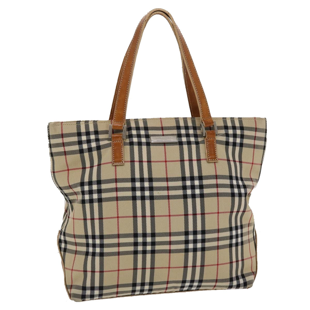 BURBERRY Nova Check Blue Label Hand Bag Canvas Leather Beige Brown Auth 48850