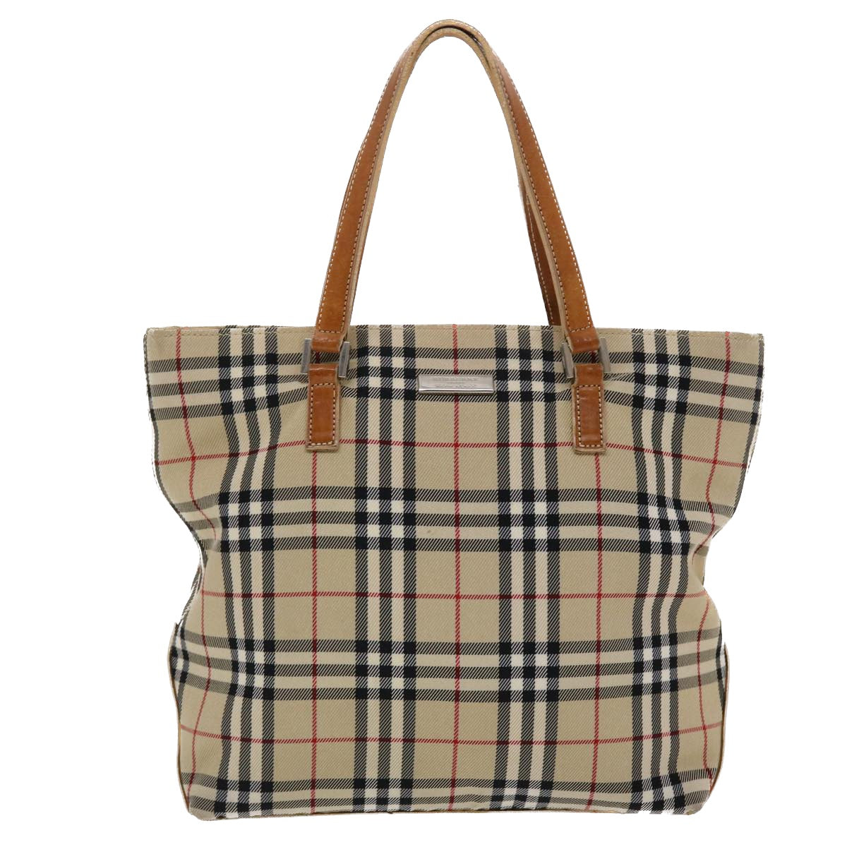 BURBERRY Nova Check Blue Label Hand Bag Canvas Leather Beige Brown Auth 48850