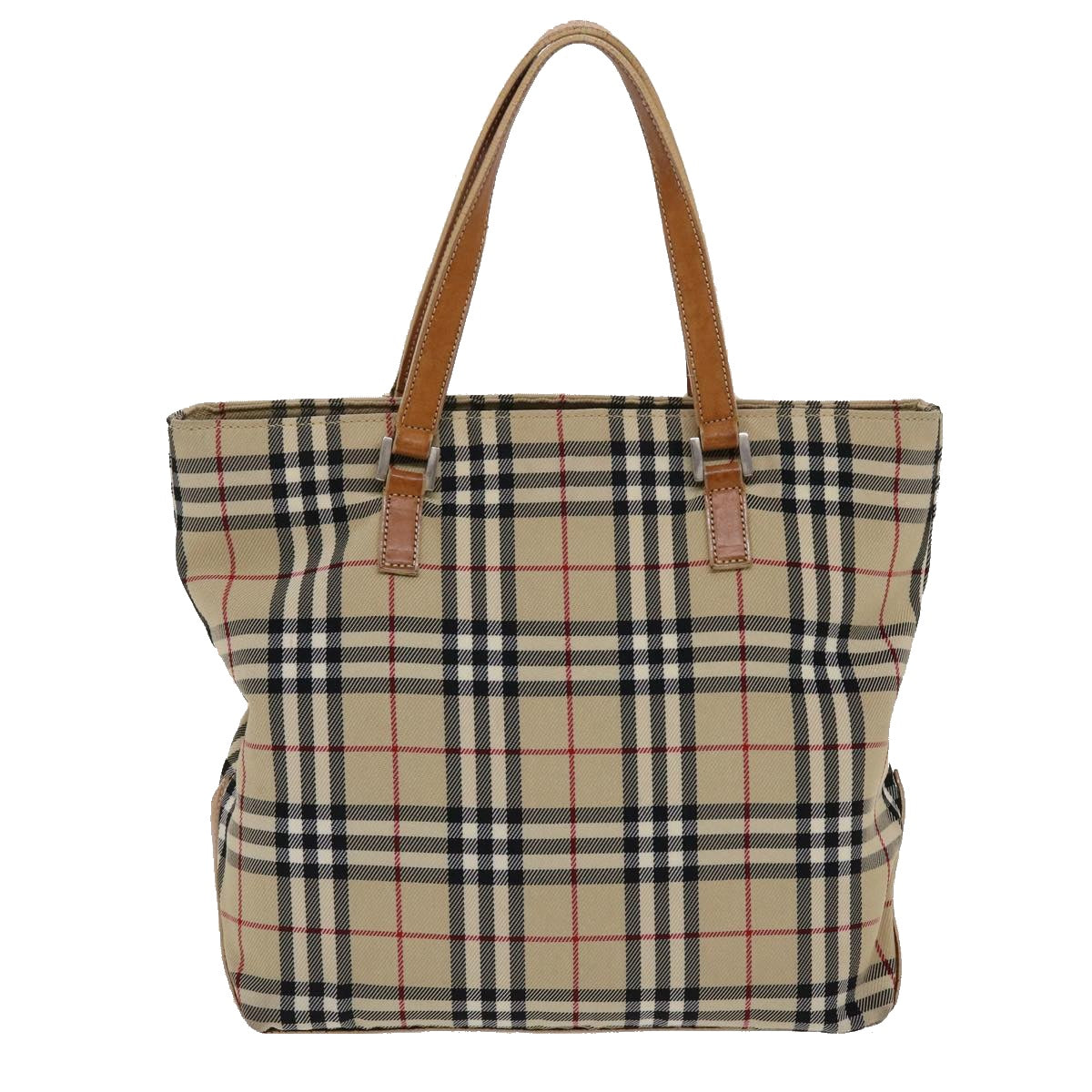 BURBERRY Nova Check Blue Label Hand Bag Canvas Leather Beige Brown Auth 48850 - 0