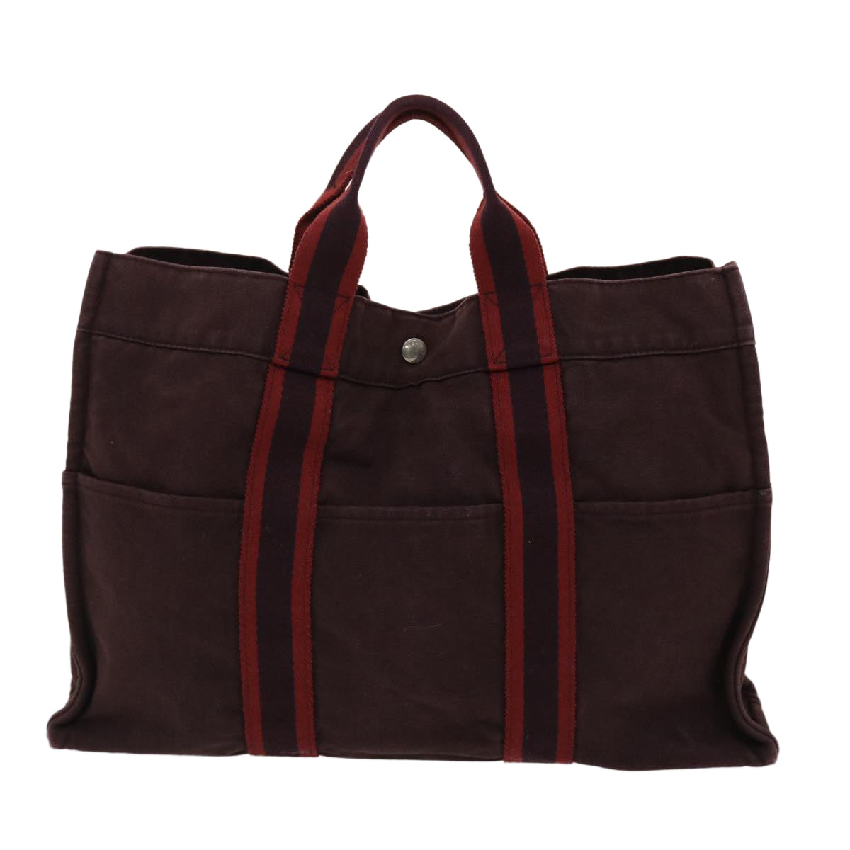HERMES Fourre Tout Tote Bag Canvas Wine Red Auth 48854