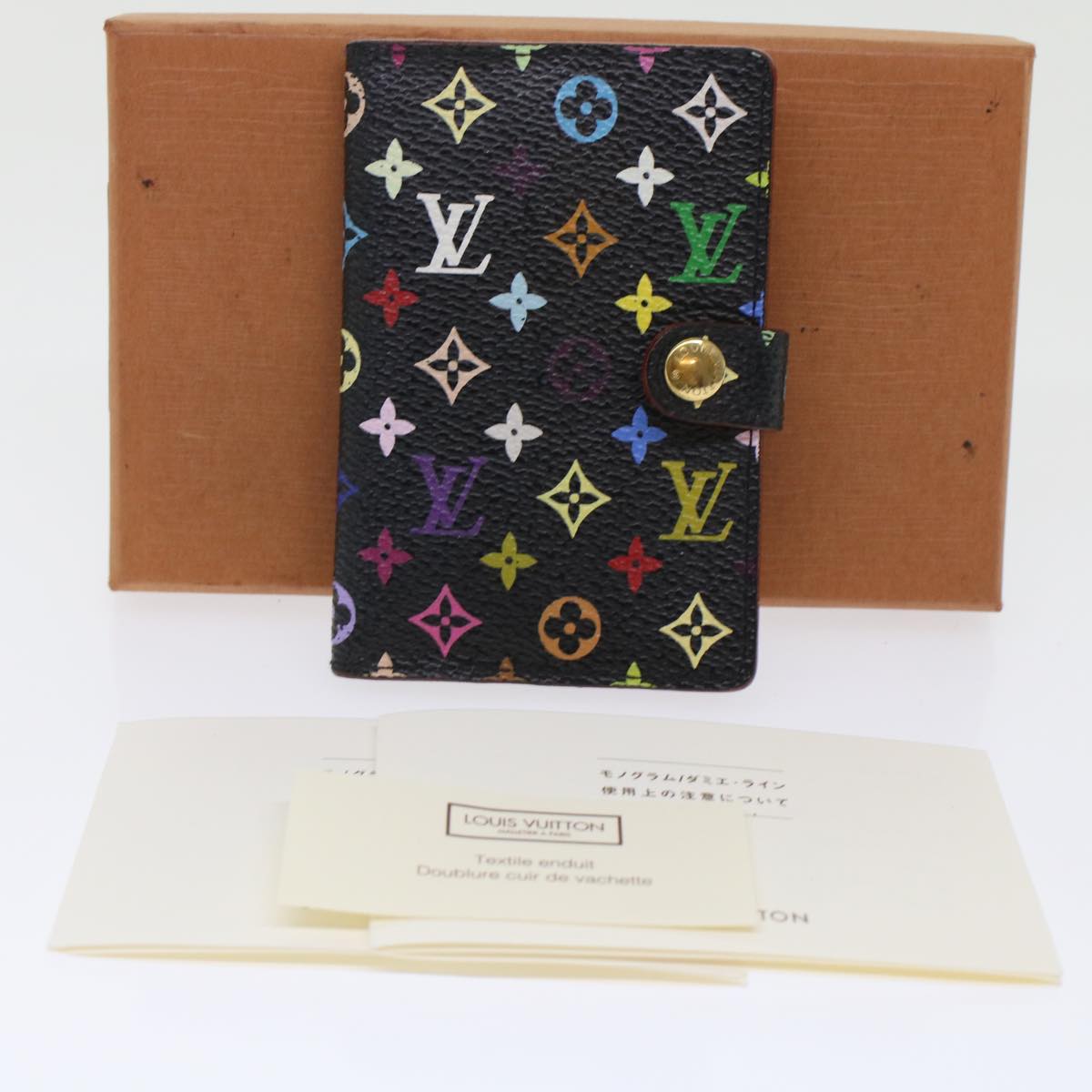 LOUIS VUITTON Multicolor Carnet De Val Mini Agenda Black M92652 LV Auth 48863