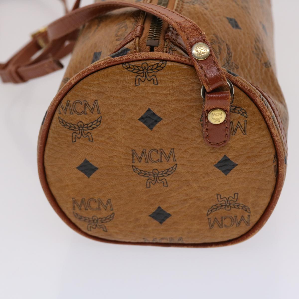 MCM Vicetos Logogram Shoulder Bag PVC Leather Brown Black Auth 48890