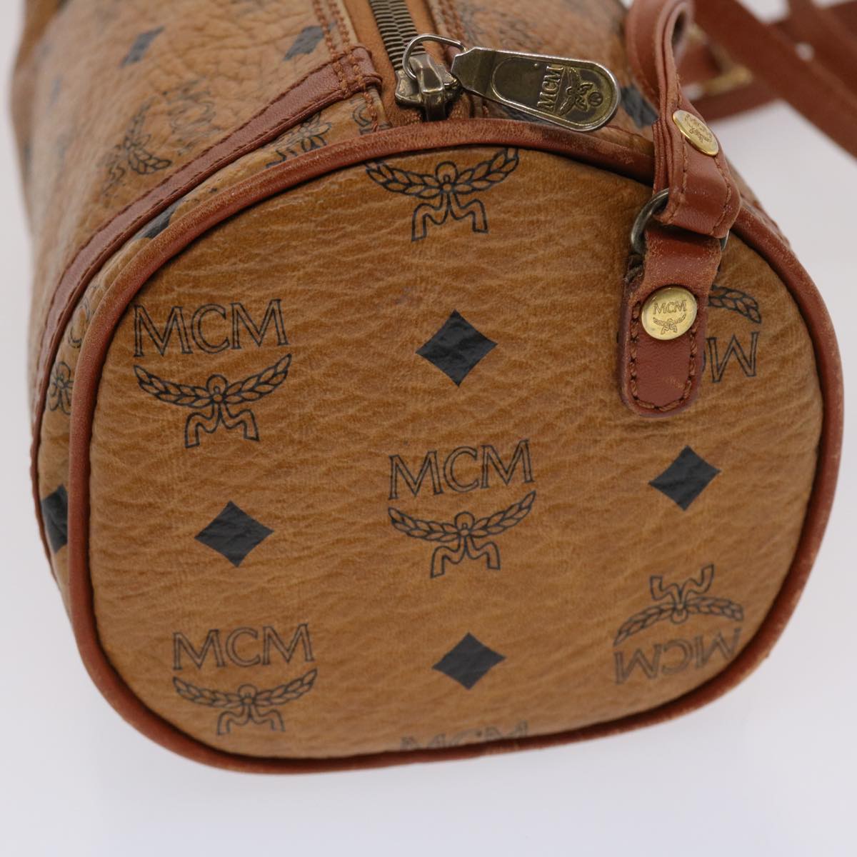 MCM Vicetos Logogram Shoulder Bag PVC Leather Brown Black Auth 48890