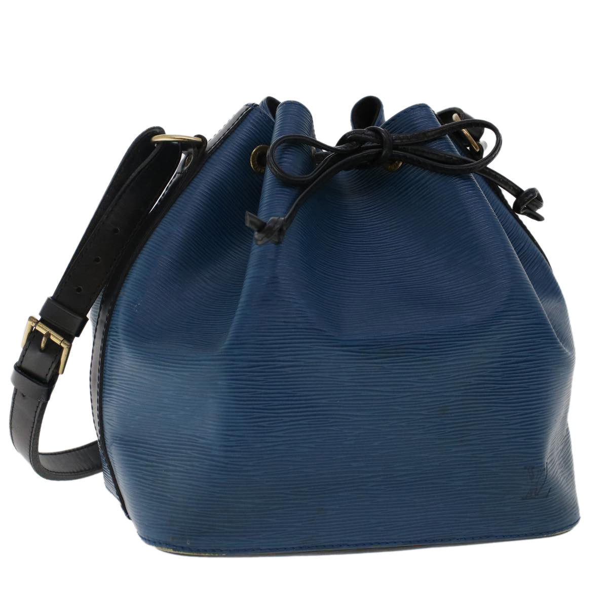 LOUIS VUITTON Epi Petit Noe Shoulder Bag Bicolor Black Blue M44152 Auth 48973