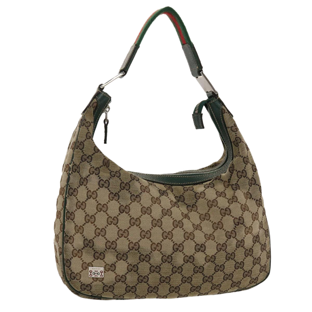 GUCCI GG Canvas Web Sherry Line Shoulder Bag Beige Green Red Auth 49067