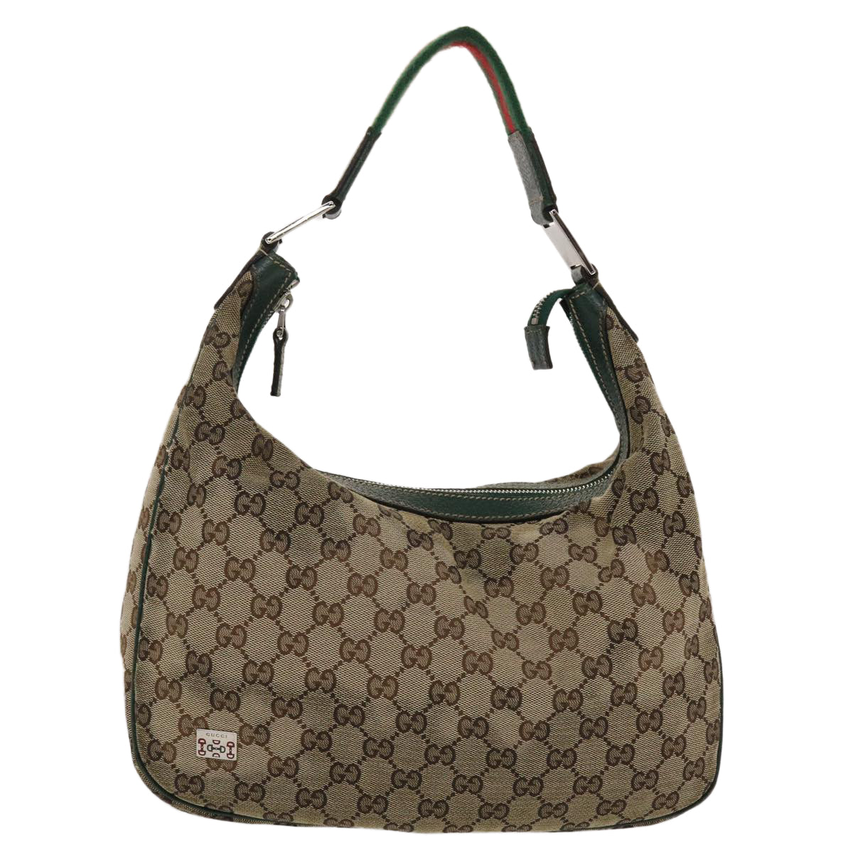 GUCCI GG Canvas Web Sherry Line Shoulder Bag Beige Green Red Auth 49067 - 0