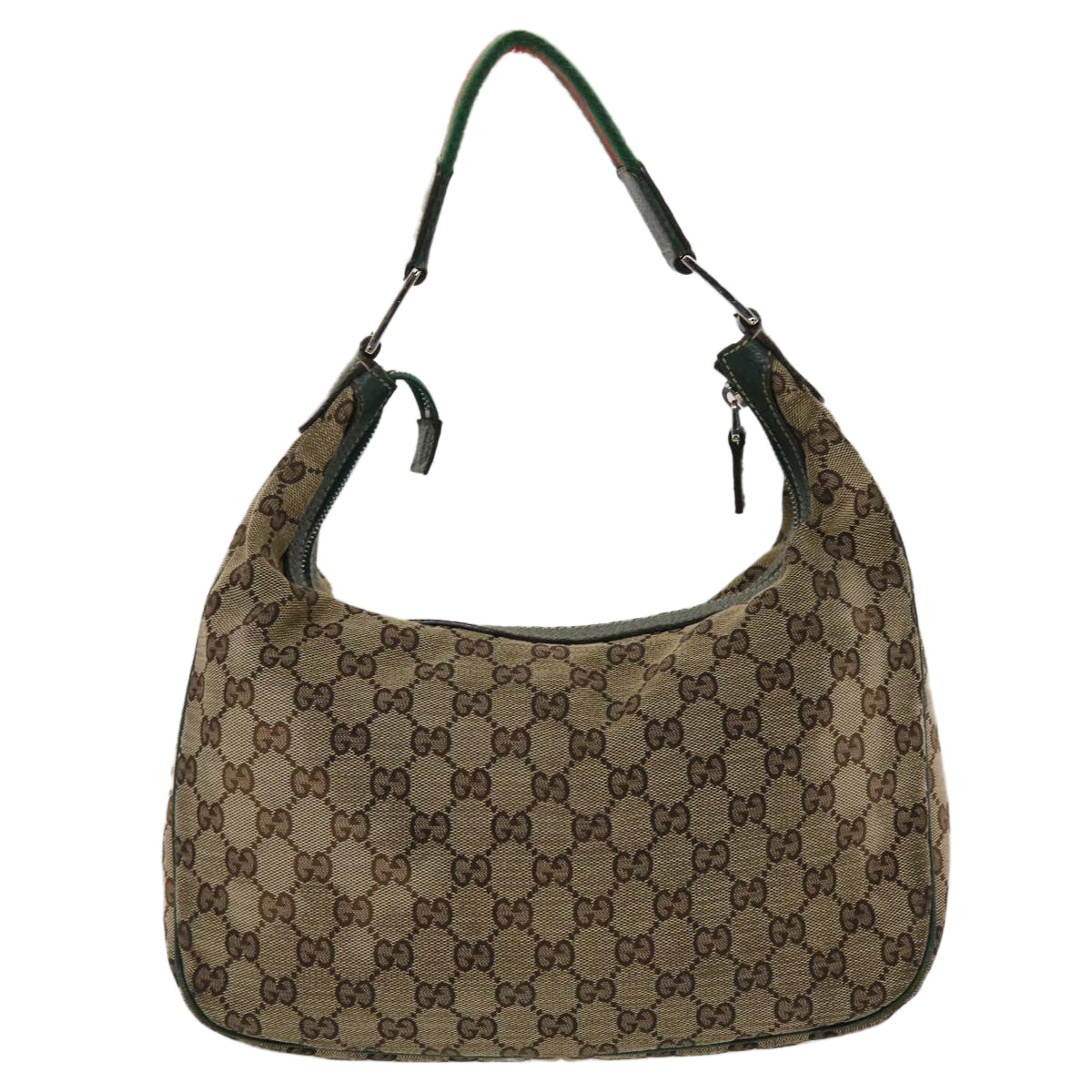 GUCCI GG Canvas Web Sherry Line Shoulder Bag Beige Green Red Auth 49067