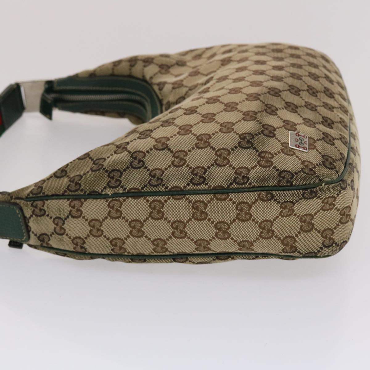 GUCCI GG Canvas Web Sherry Line Shoulder Bag Beige Green Red Auth 49067