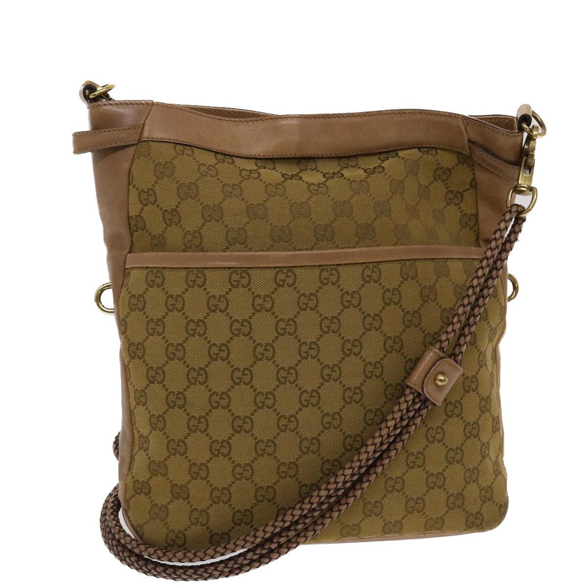 GUCCI GG Canvas Shoulder Bag Brown 109097 Auth 49074