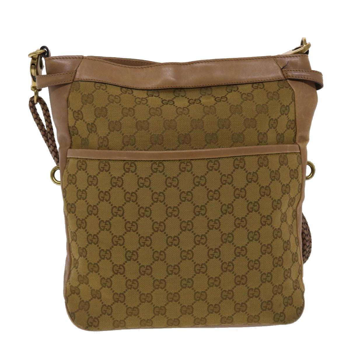 GUCCI GG Canvas Shoulder Bag Brown 109097 Auth 49074