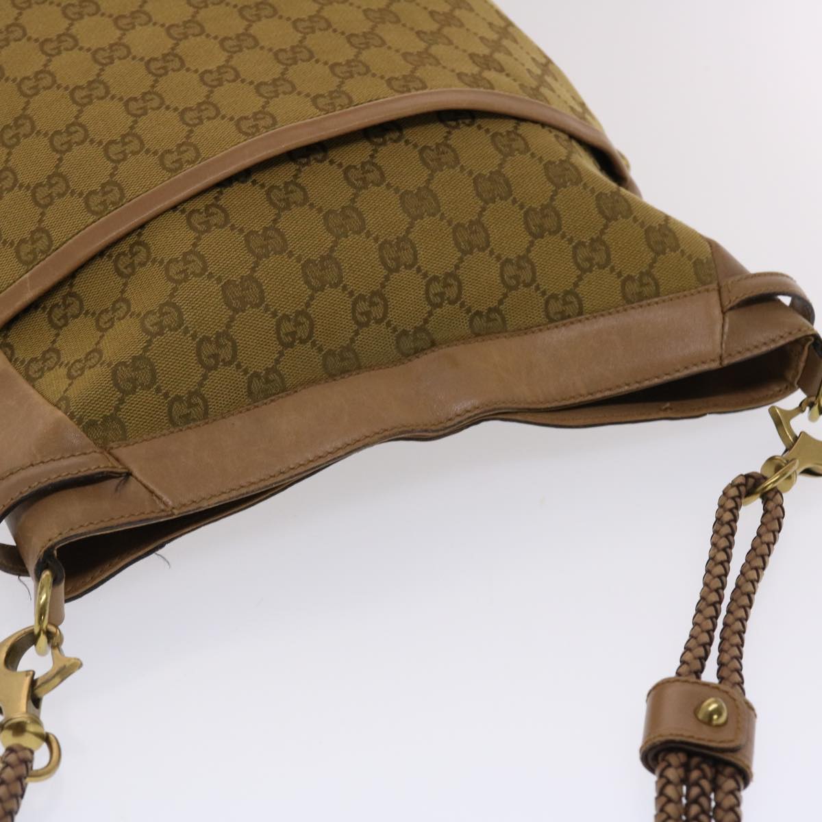 GUCCI GG Canvas Shoulder Bag Brown 109097 Auth 49074