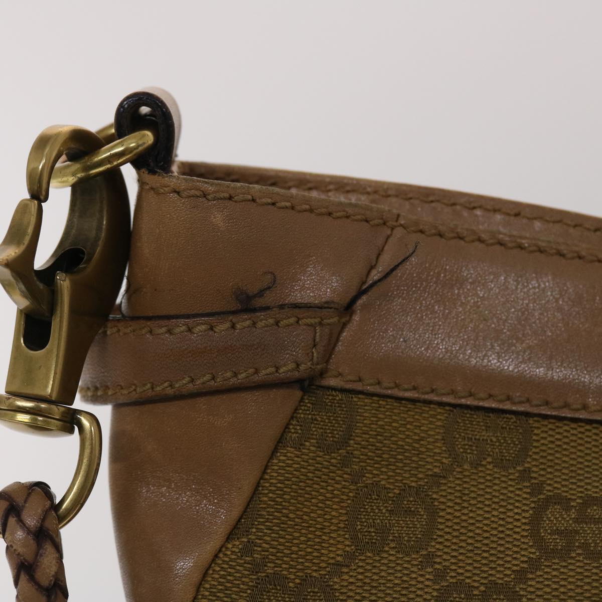 GUCCI GG Canvas Shoulder Bag Brown 109097 Auth 49074