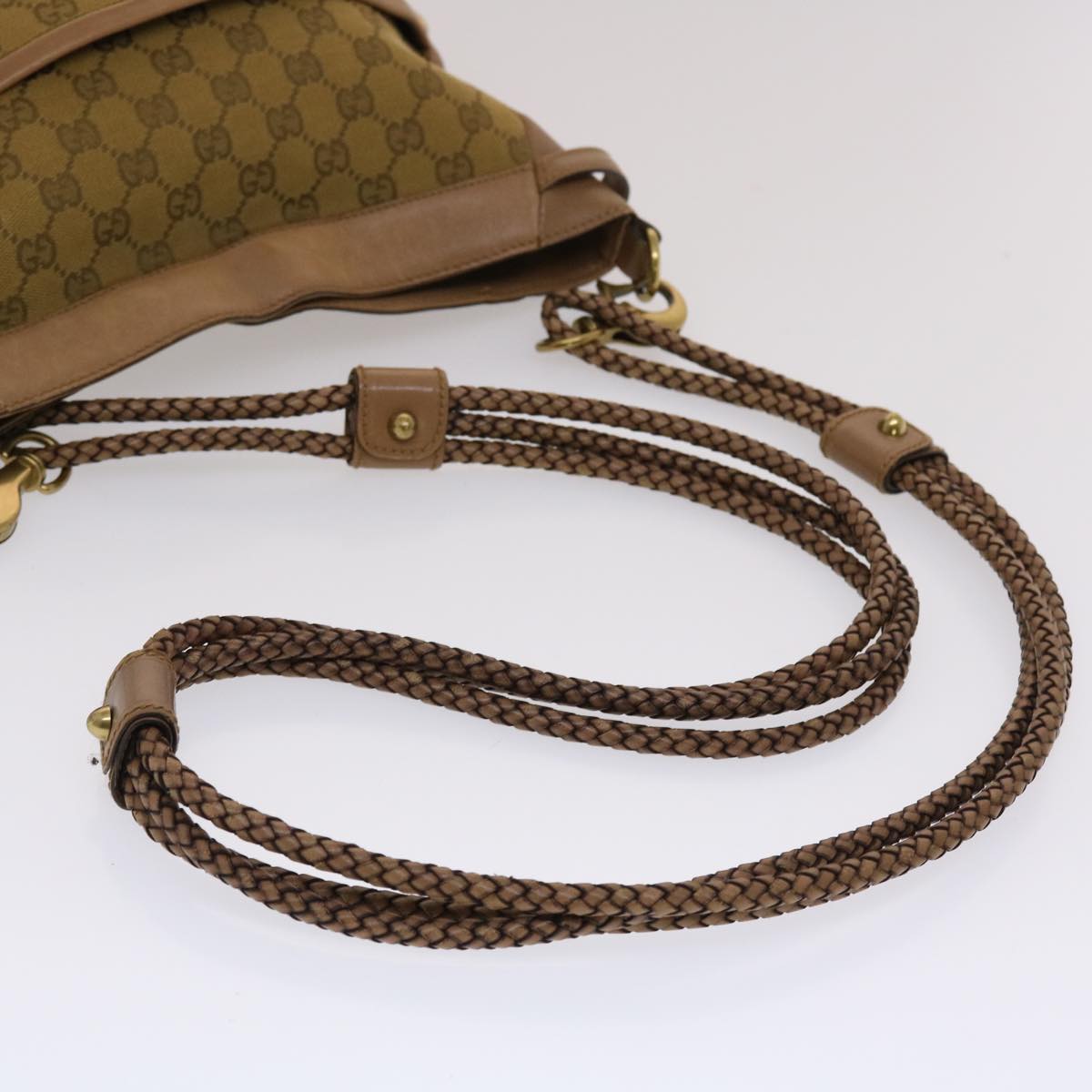 GUCCI GG Canvas Shoulder Bag Brown 109097 Auth 49074