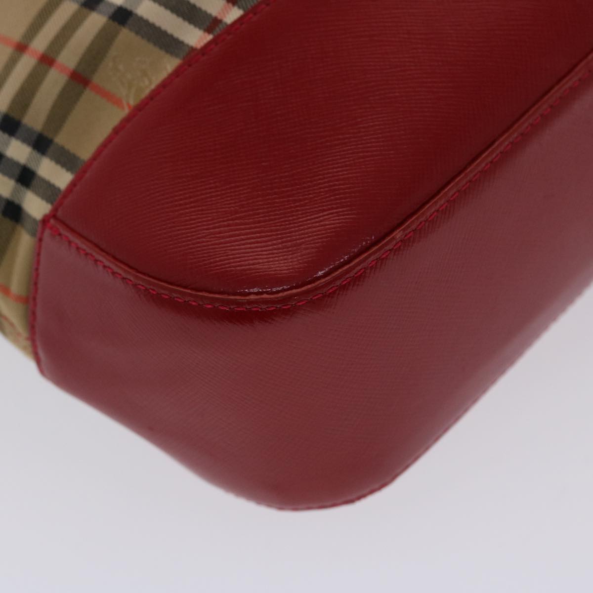 Burberrys Nova Check Shoulder Bag Canvas Leather Beige Red Auth 49086