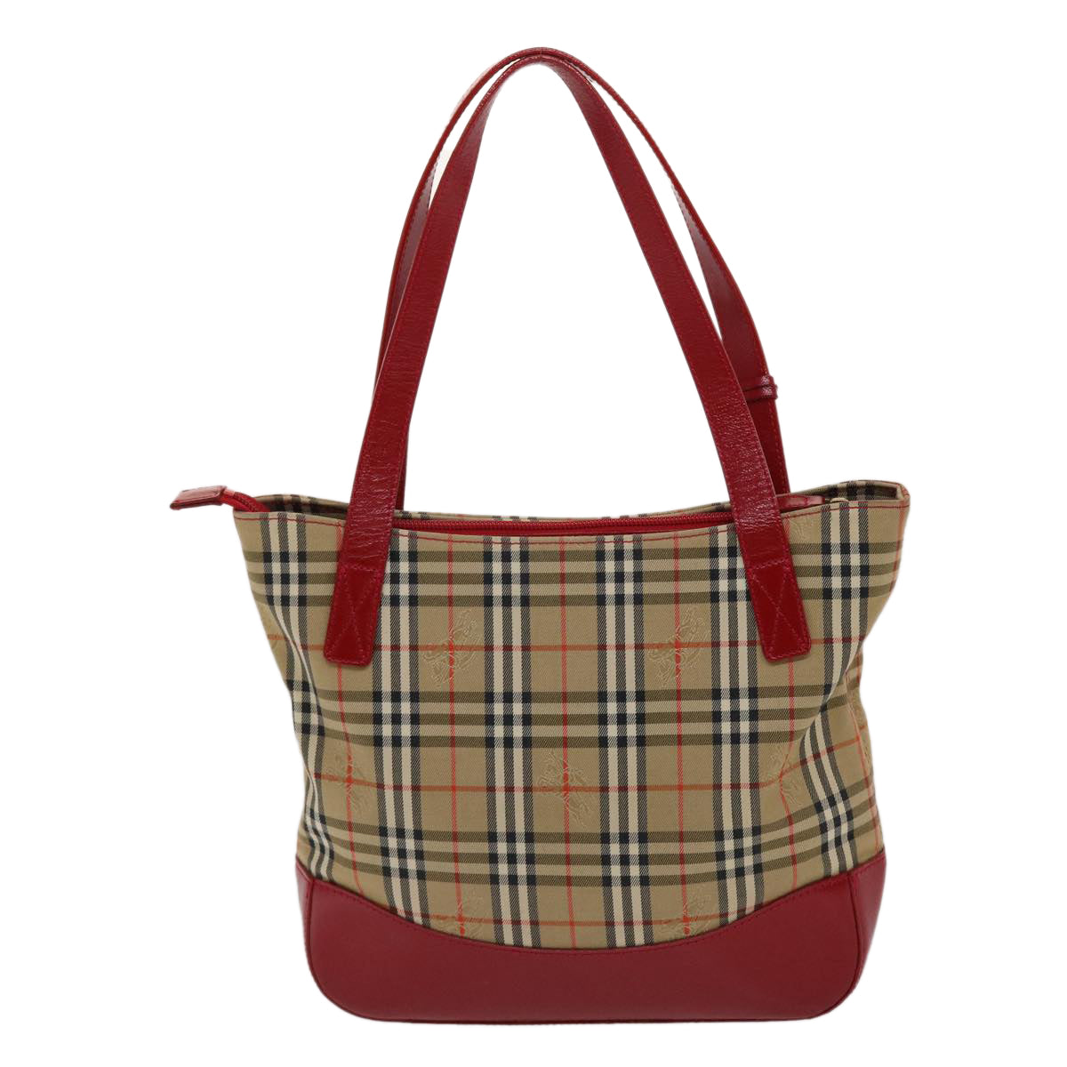 Burberrys Nova Check Shoulder Bag Canvas Leather Beige Red Auth 49086 - 0