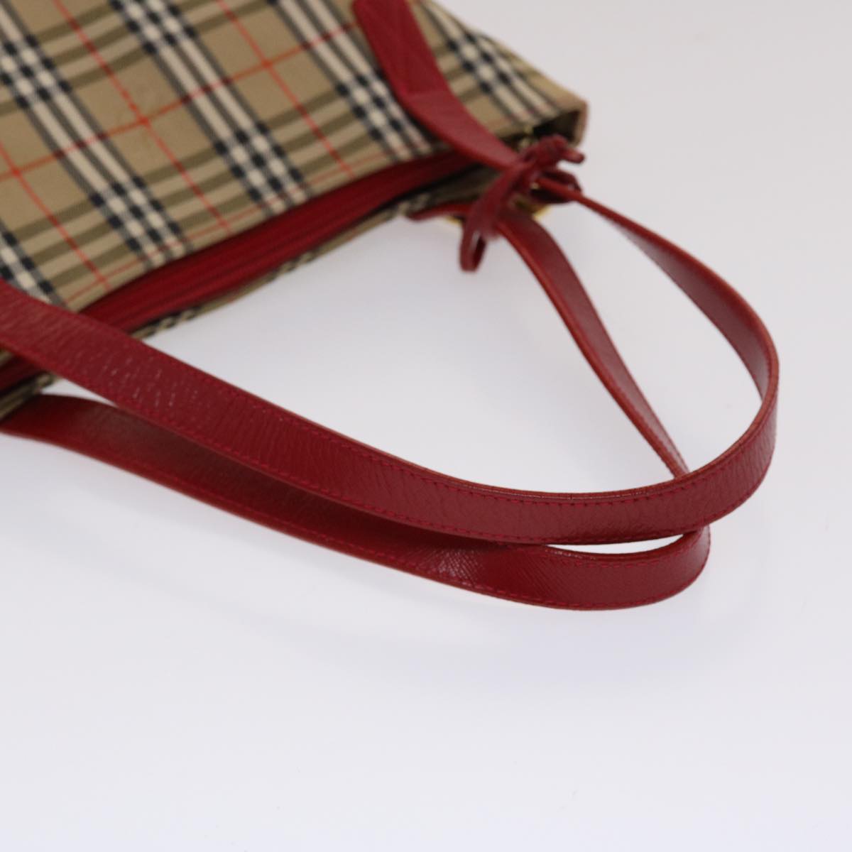 Burberrys Nova Check Shoulder Bag Canvas Leather Beige Red Auth 49086