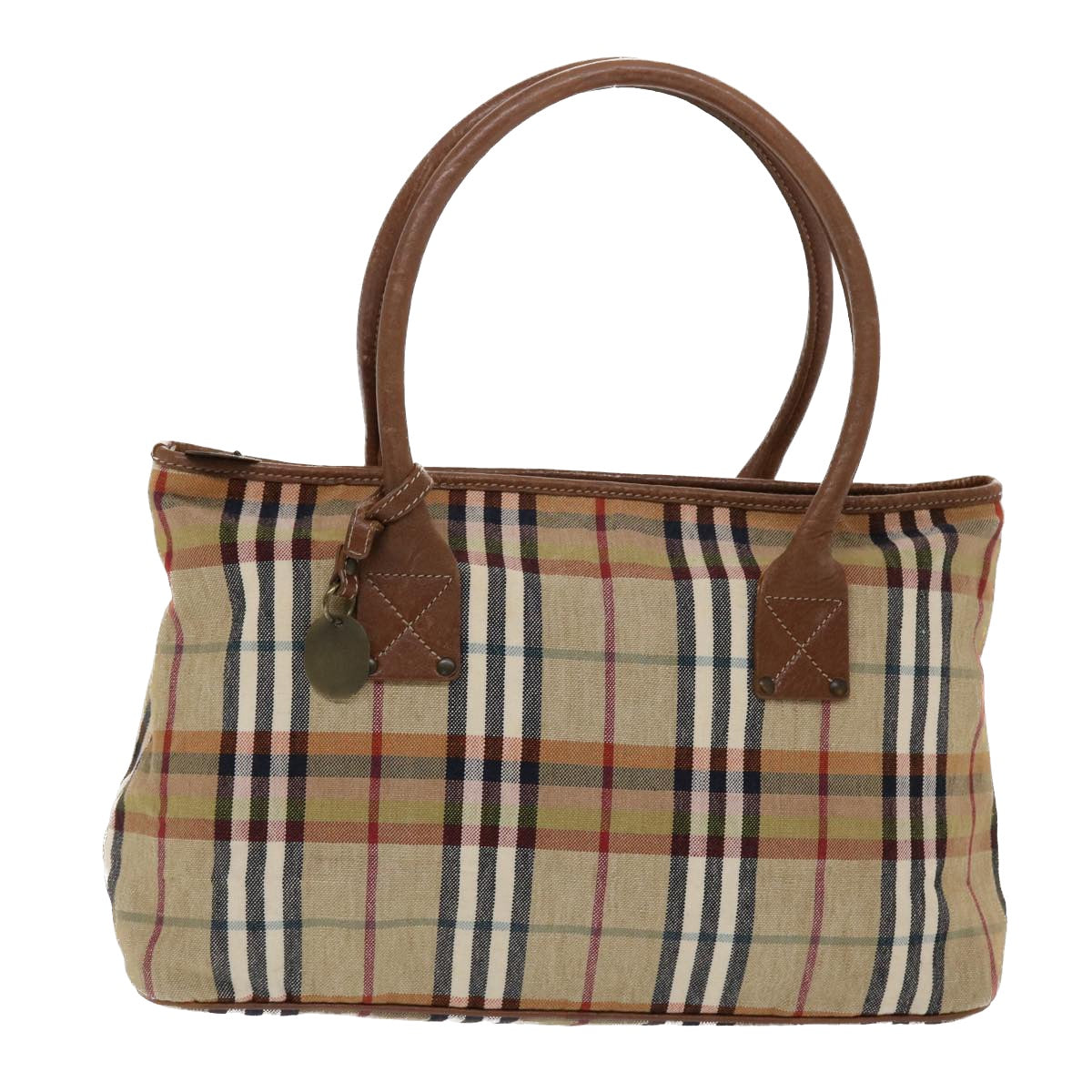 BURBERRY Nova Check Hand Bag Canvas Leather Beige Brown Auth 49090