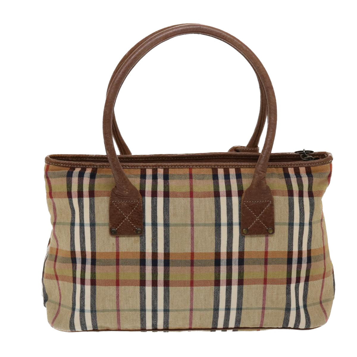 BURBERRY Nova Check Hand Bag Canvas Leather Beige Brown Auth 49090