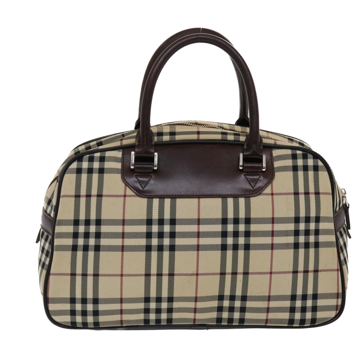 BURBERRY Nova Check Hand Bag Nylon Leather Beige Brown Auth 49092