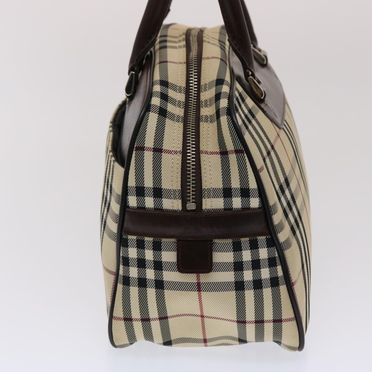 BURBERRY Nova Check Hand Bag Nylon Leather Beige Brown Auth 49092