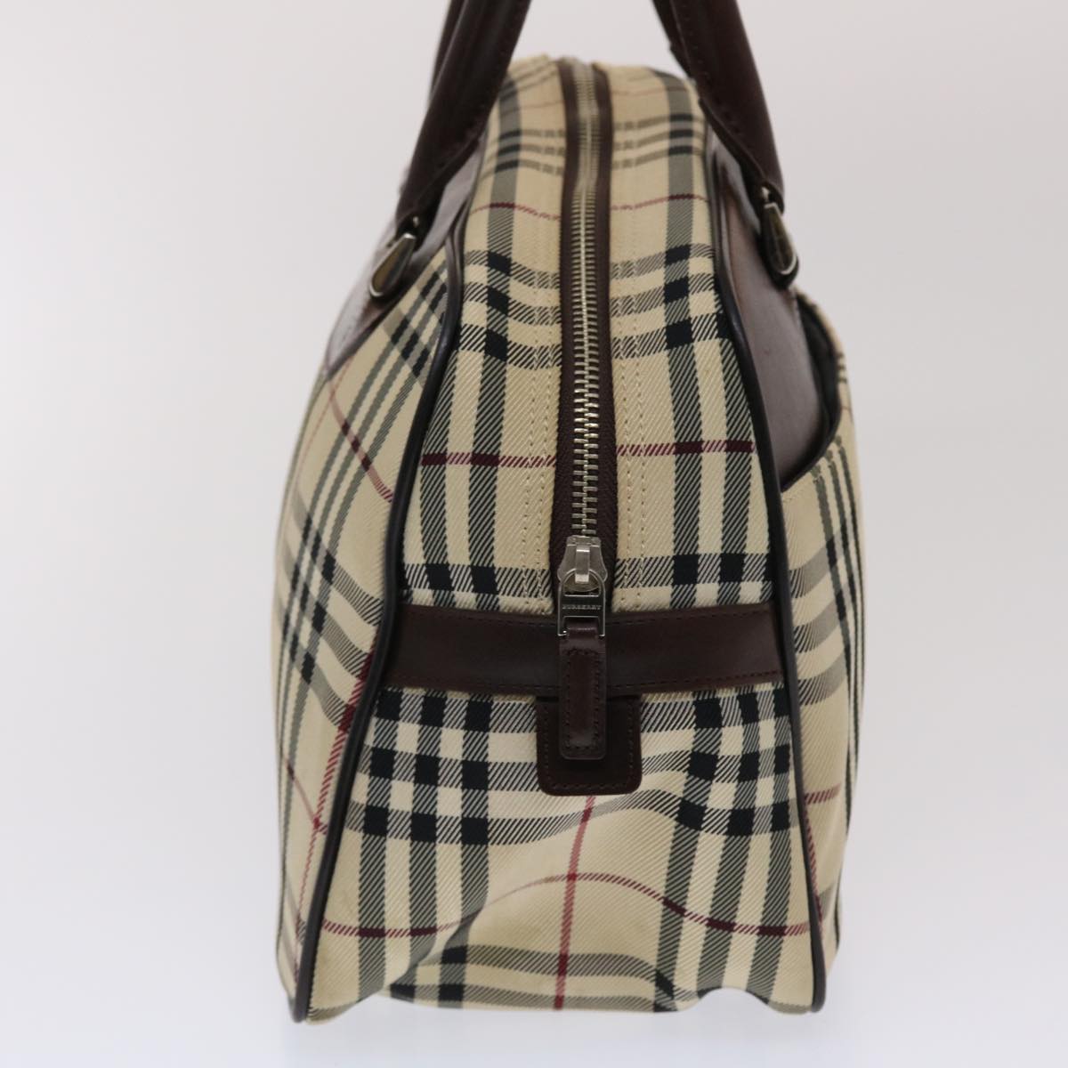 BURBERRY Nova Check Hand Bag Nylon Leather Beige Brown Auth 49092