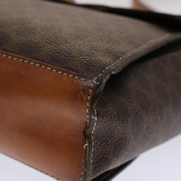 CELINE Macadam Canvas Shoulder Bag PVC Leather Brown Auth 49113