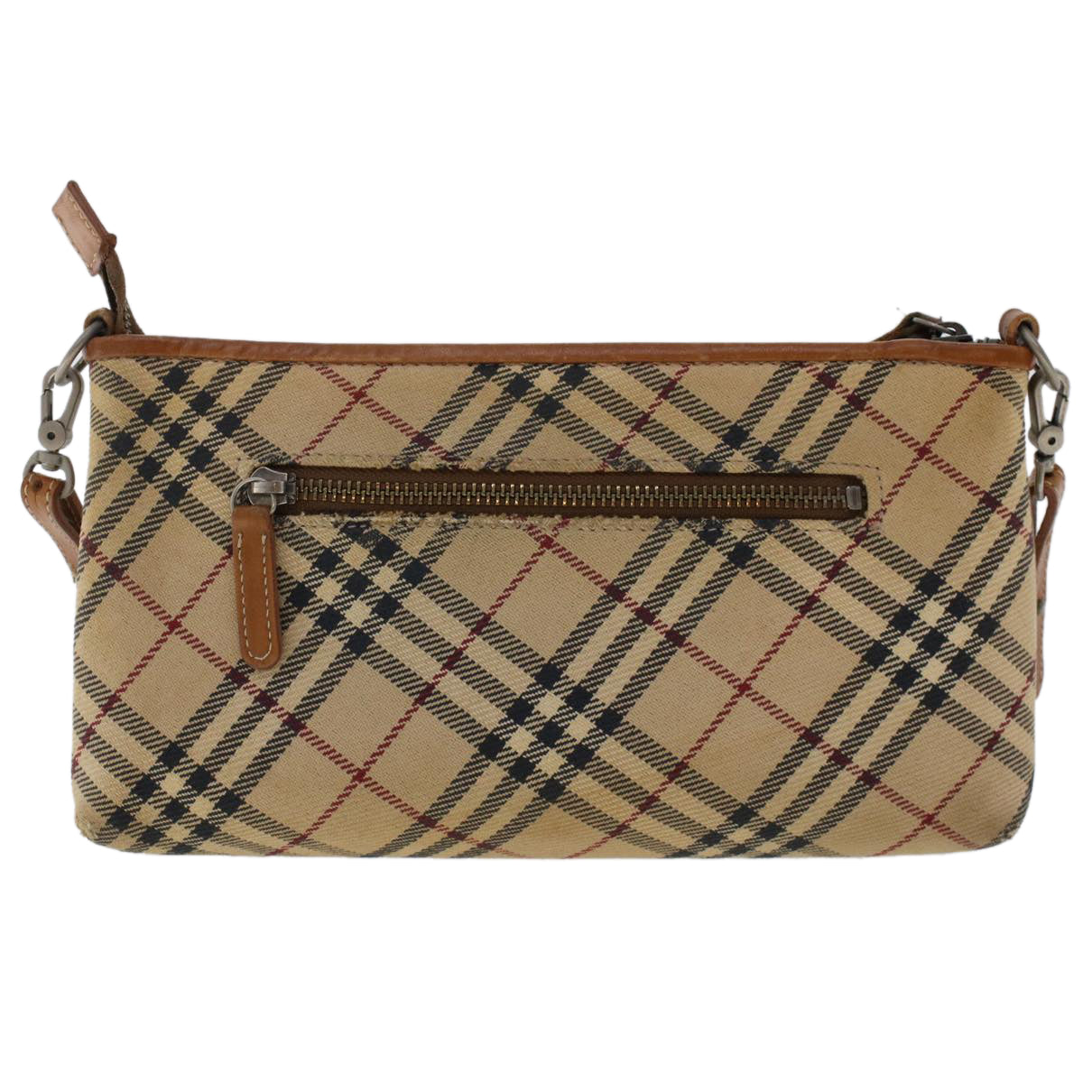 BURBERRY Nova Check Blue Label Shoulder Bag Canvas Leather Beige Auth 49273 - 0