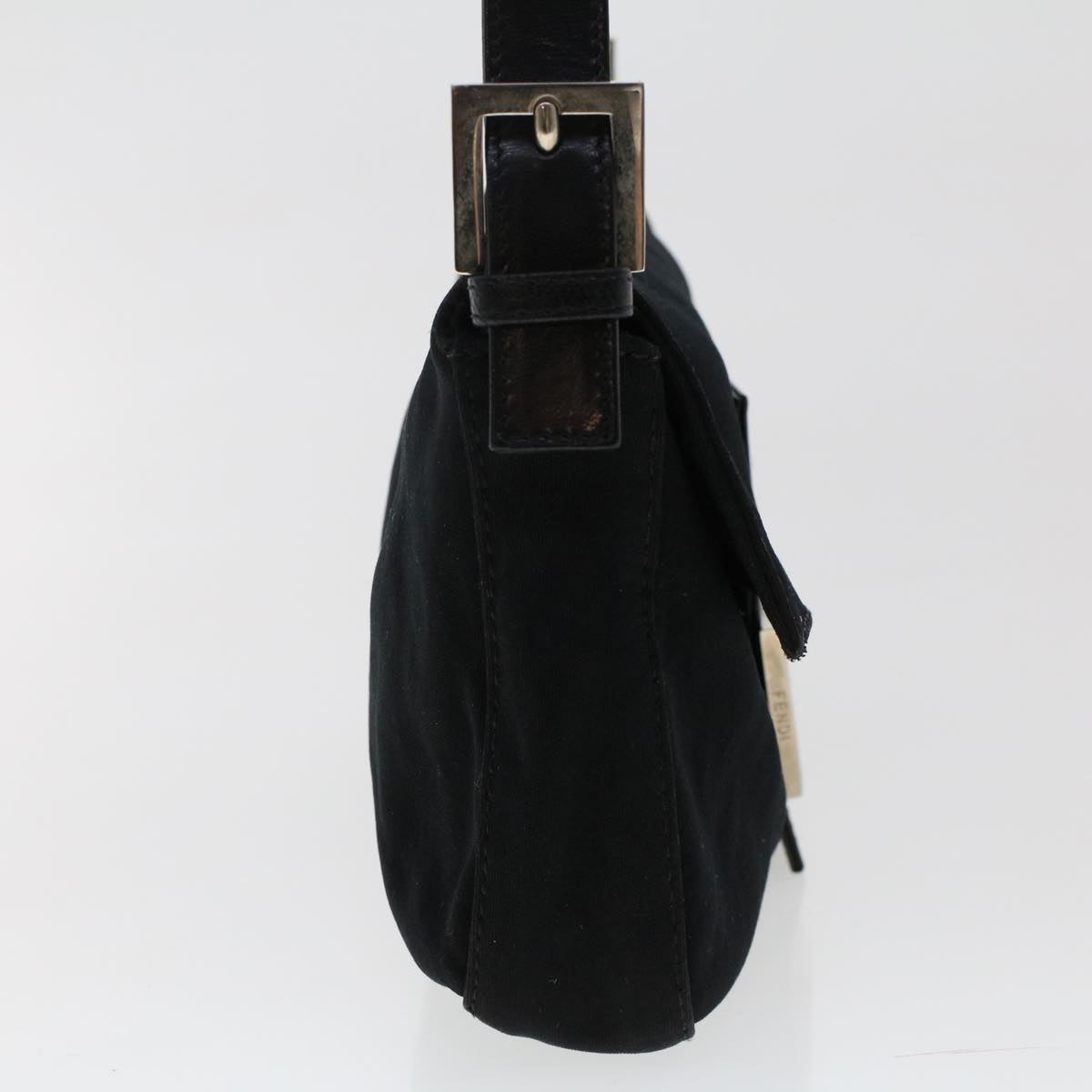 FENDI Mamma Baguette Shoulder Bag Nylon Black Auth 49276