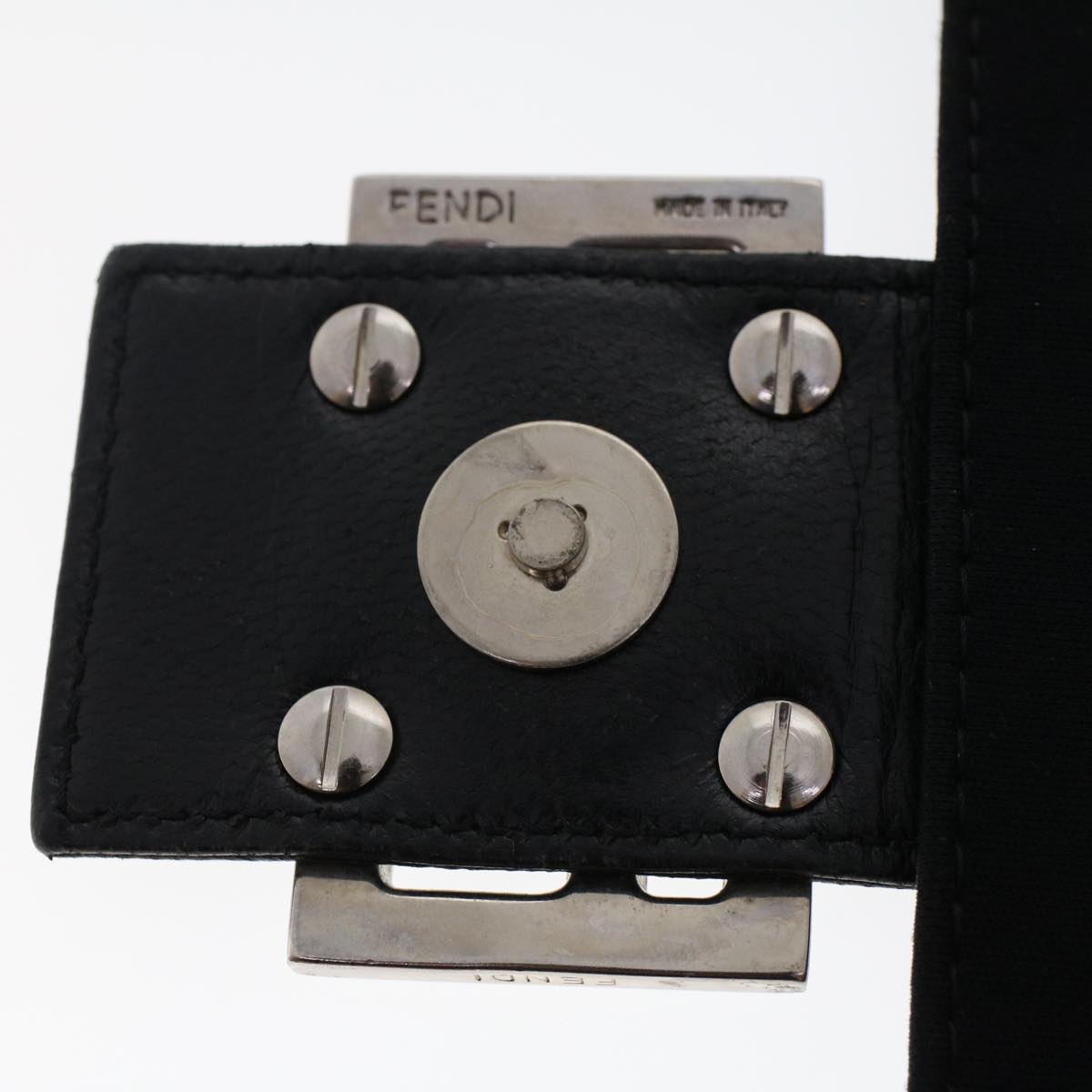 FENDI Mamma Baguette Shoulder Bag Nylon Black Auth 49277