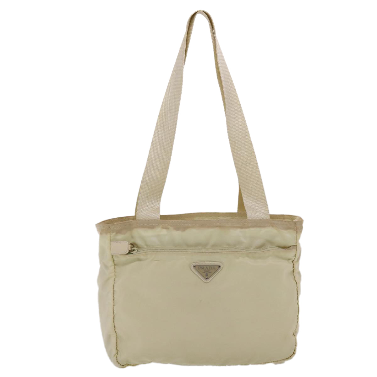 PRADA Shoulder Bag Nylon Beige Cream Auth 49303